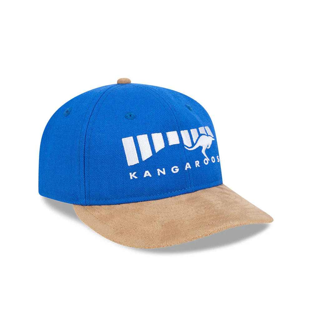 North Melbourne Kangaroos Hat - AFL 2025 Retro Contrast Suede 9Fifity Strapback Cap - New Era